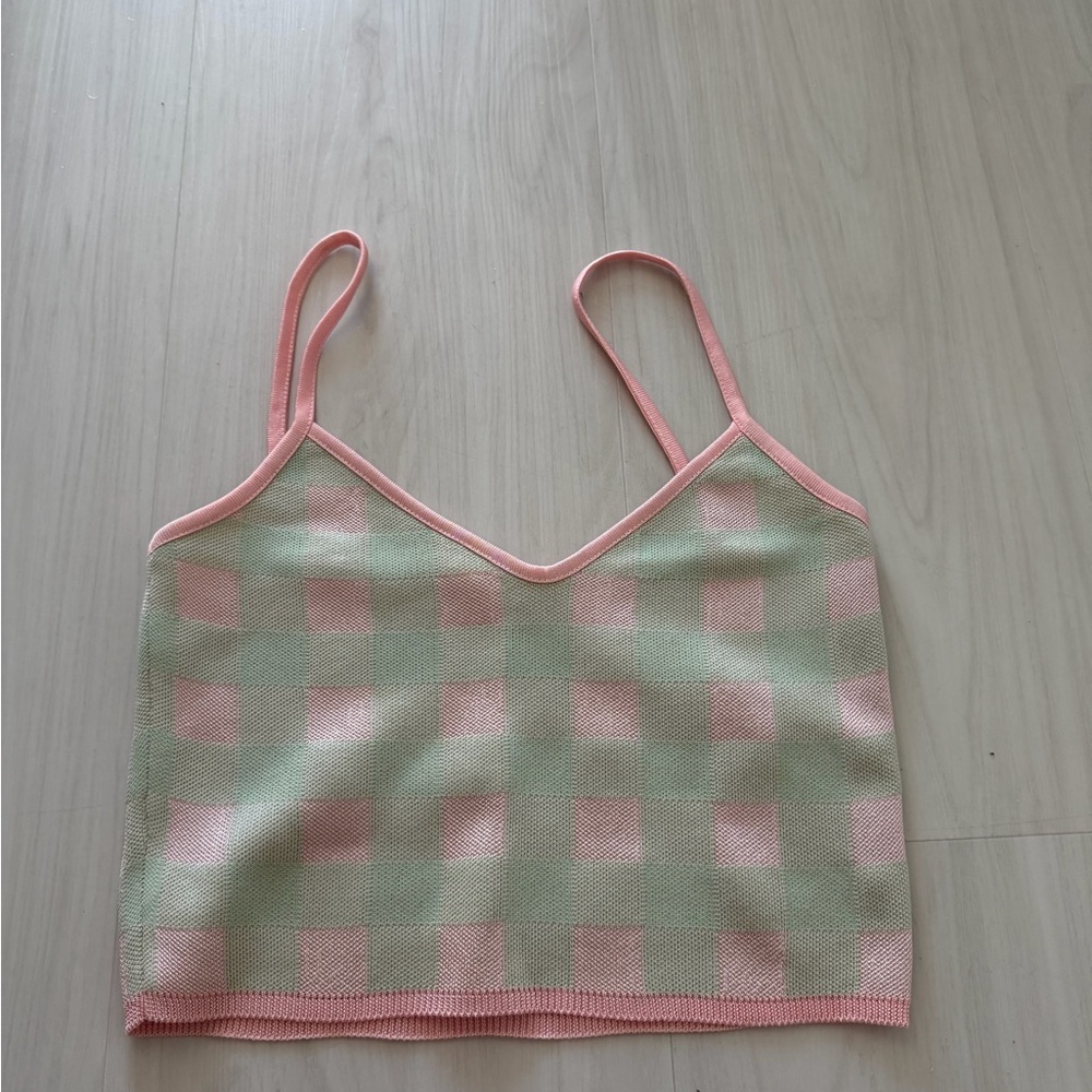 Zara Pink and Green Checkered Camisole